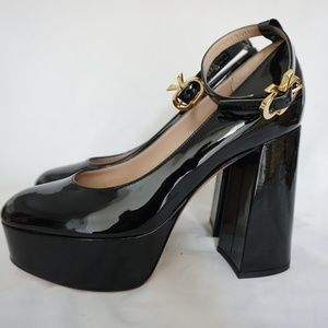 Gianvito Rossi MANILA Black Patent Leather Platform Mary Jane Shoes Trendy!!